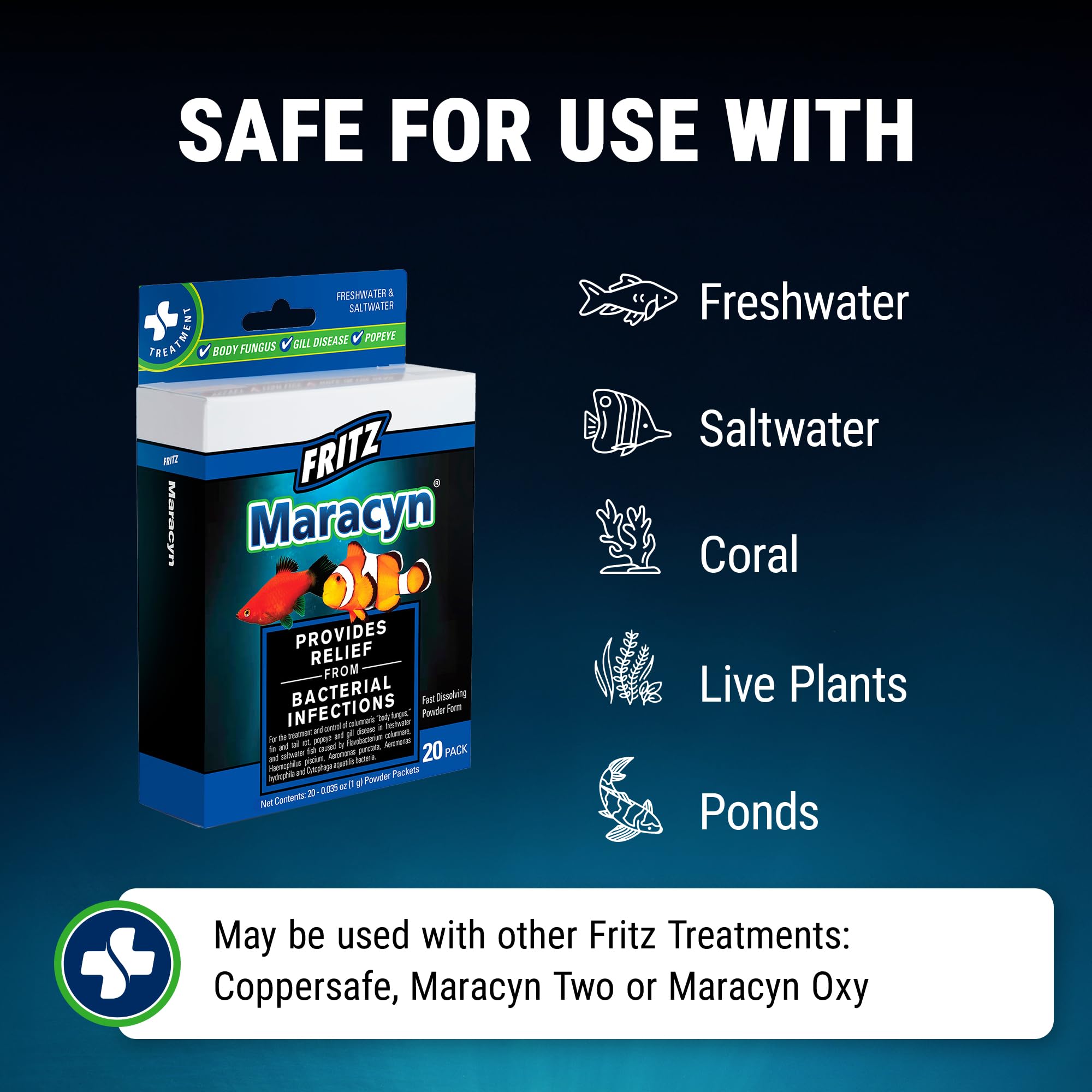 Fritz Aquatics Maracyn aquarium setup image suggests careful water monitoring