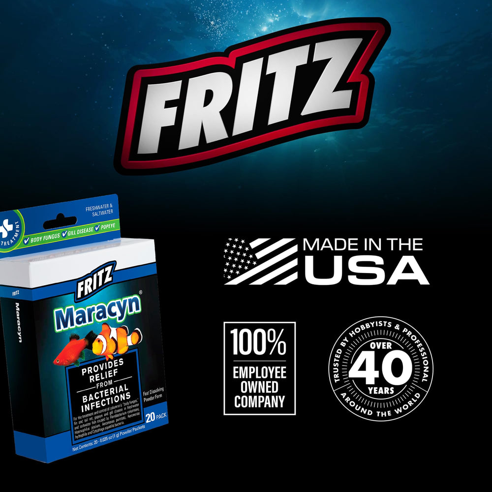 Fritz Aquatics Maracyn dosing steps illustrate clear administration
