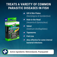 Fritz ParaCleanse pre-measured packets simplify dosing for freshwater and saltwater.