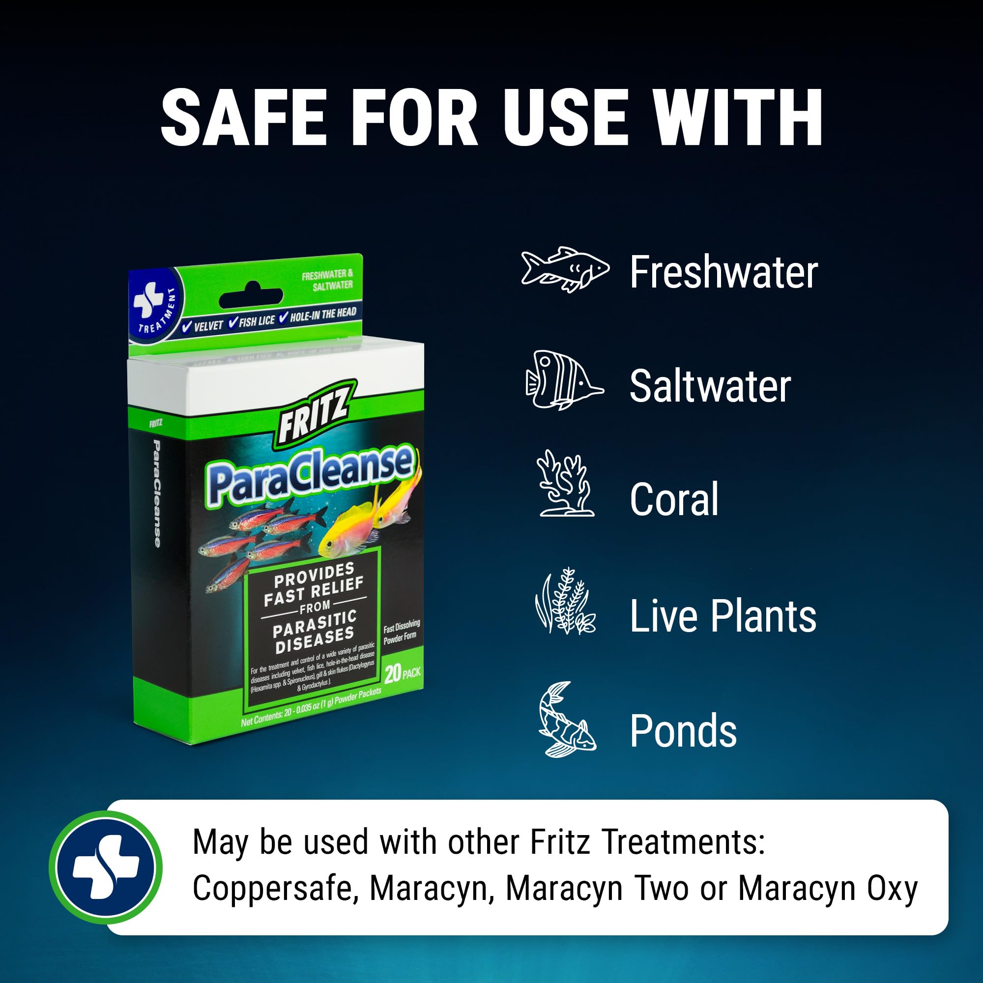 In-tank application of Fritz ParaCleanse for parasite control.