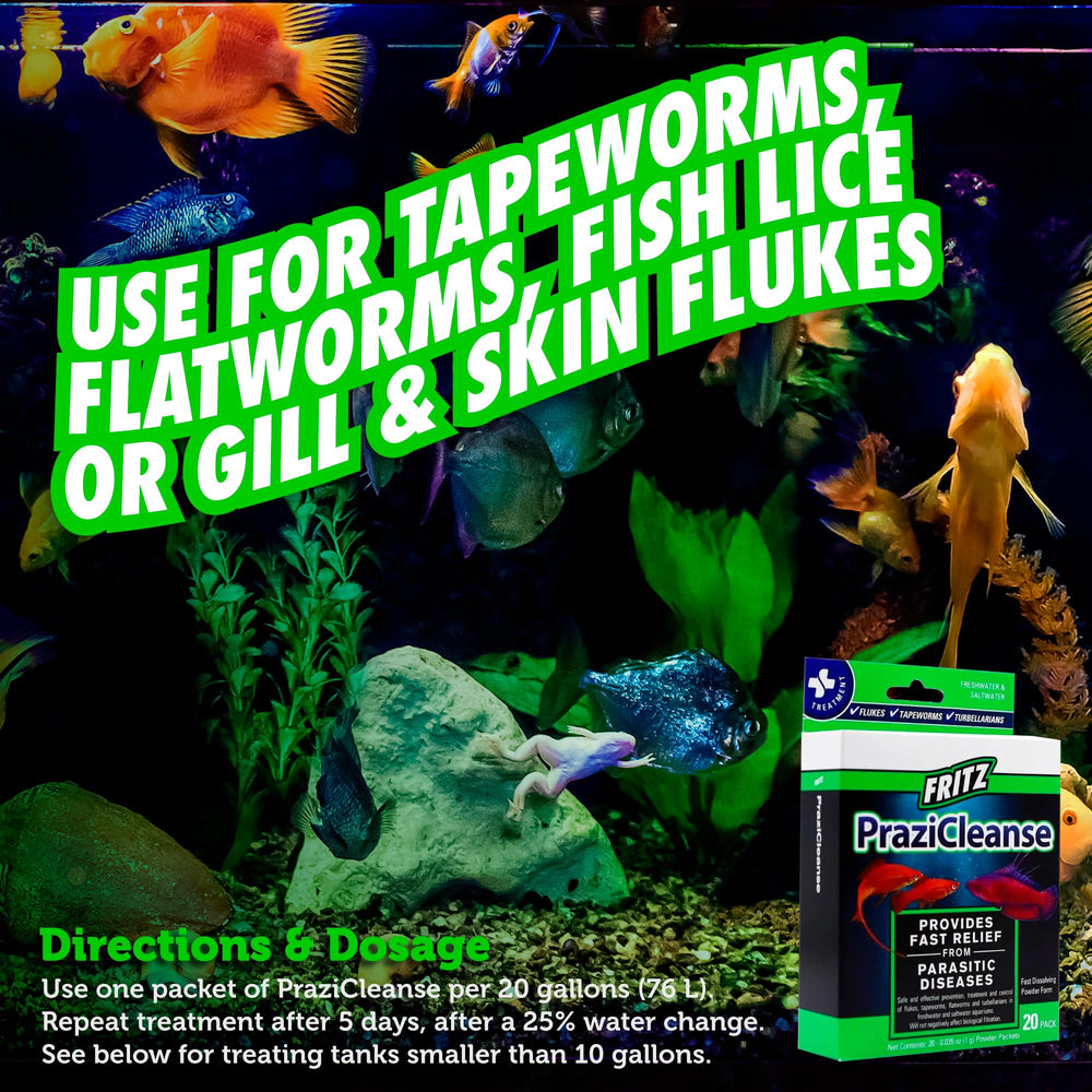 Box of Fritz Aquatics PraziCleanse with instruction sheet