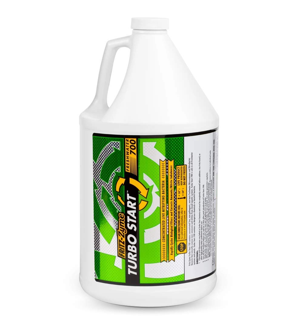 Fritz Aquatics TurboStart 700 on a shelf ready to fortify biofilters in freshwater tanks.