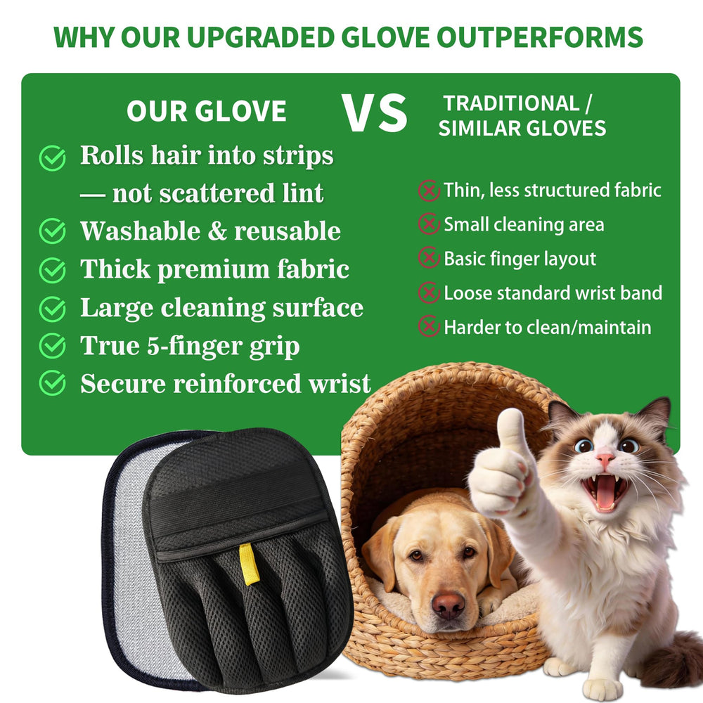 Gentle on fabrics while lifting pet fur from sofas, beds, and cushions.