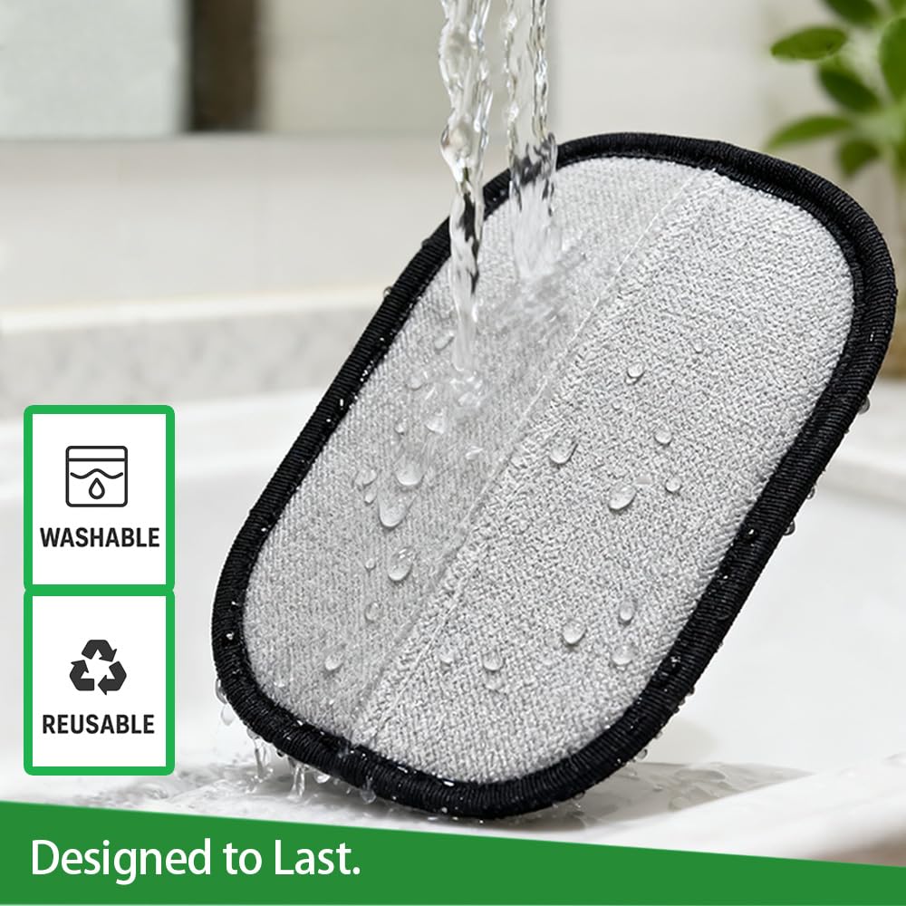Washable hair remover glove ready for repeated use on clothing and furniture.