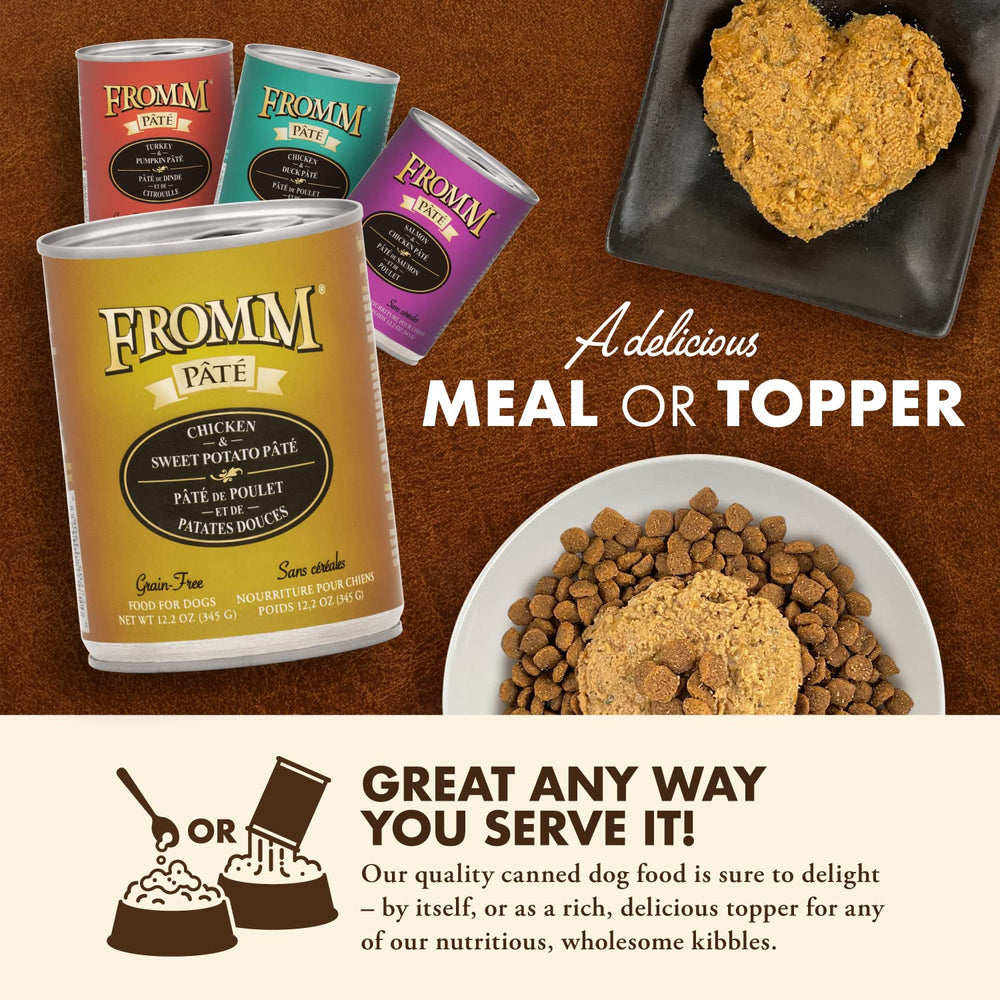 Serving bowl with Fromm pate inviting mealtime aroma
