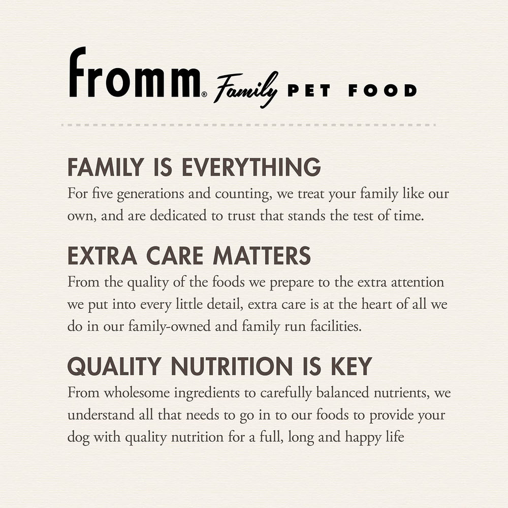 Fromm Classic Whitefish & Rice ingredients highlight digestibility and balanced nutrition