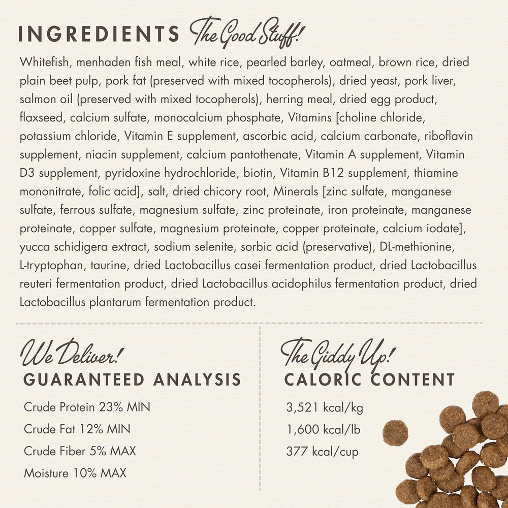 Fromm Classic Whitefish & Rice packaging displaying ingredients for informed choices