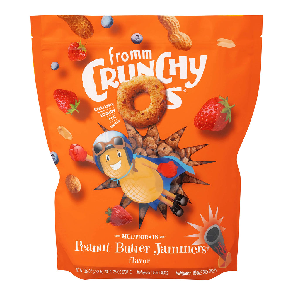 Fromm Crunchy Os Peanut Butter Jammers bag with resealable closure for freshness