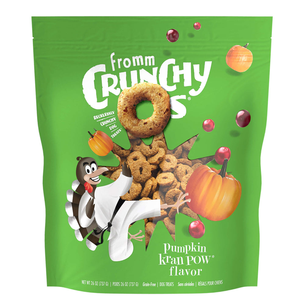 Fromm Crunchy Os pumpkin turkey bag 26oz offers a tasty training reward.