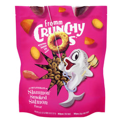 Fromm Crunchy Os Slammon' smoked salmon dog treats bag front showing the product and branding.