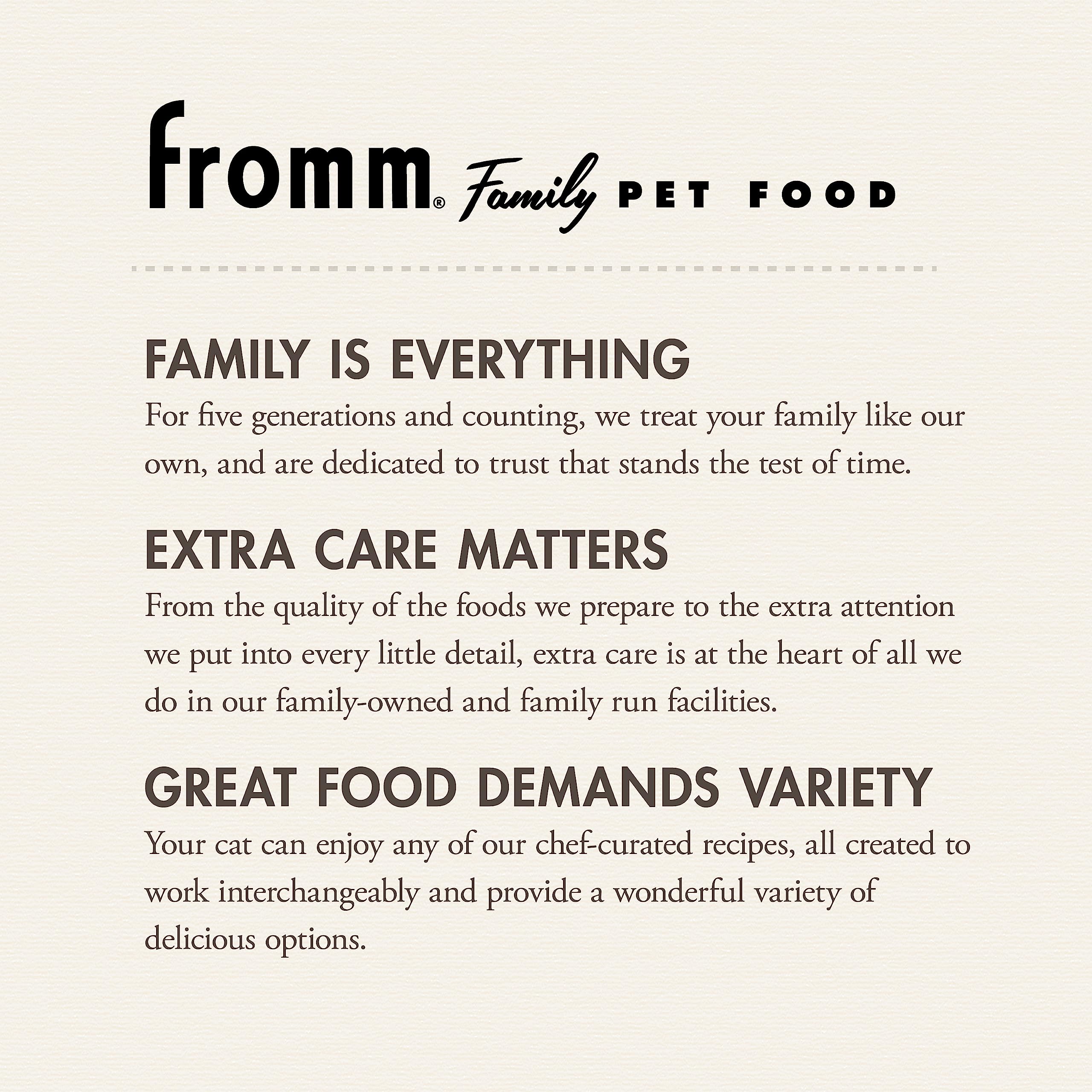 Fromm Four-Star chicken kibble emphasizes high-quality, digestible protein for cats.
