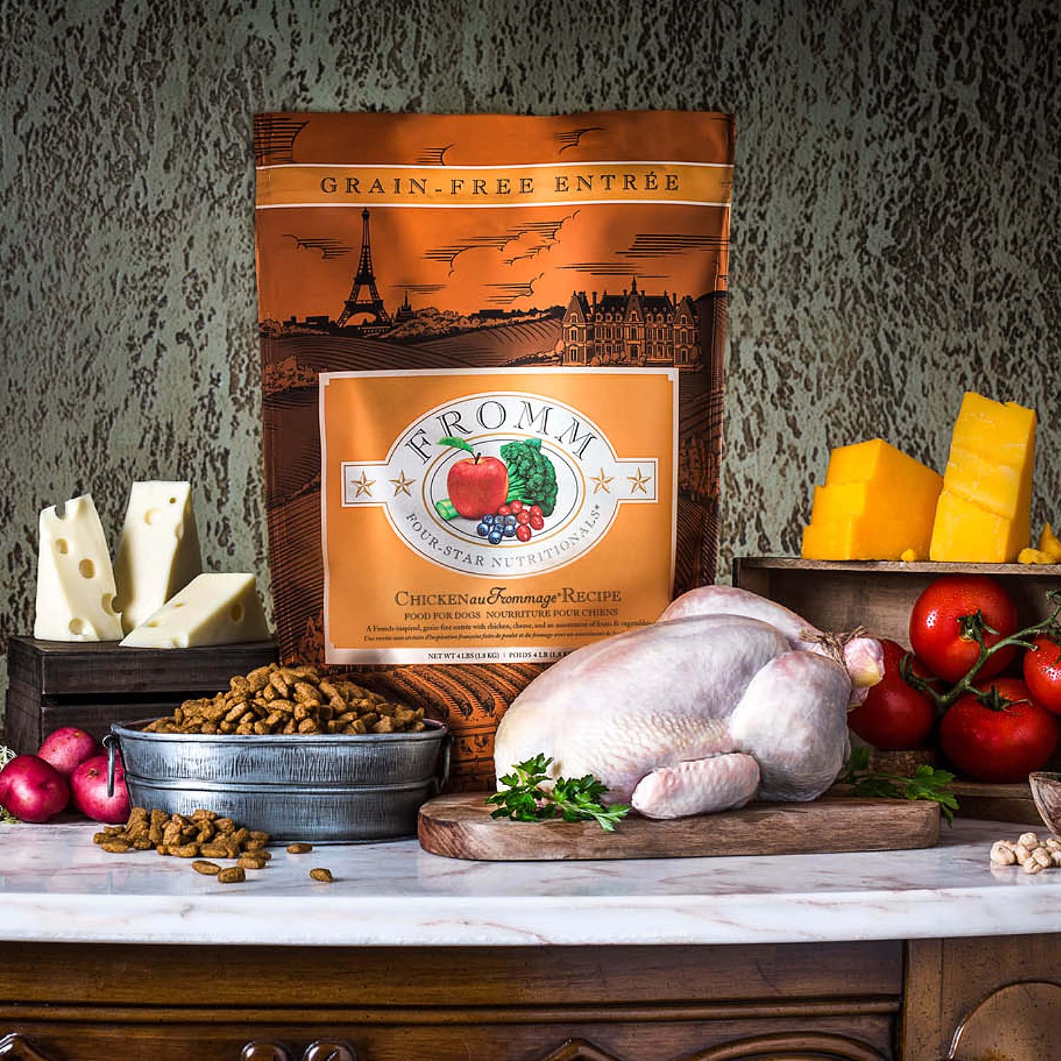 Fruits and vegetables blend in Fromm Four-Star, adding natural fiber and micronutrients