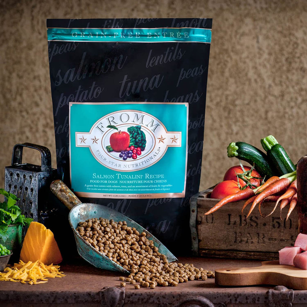 Fromm family brand image on packaging highlights trusted, long-running pet nutrition.