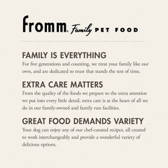 Serving bowl featuring Fromm Four-Star Whitefish & Potato suggests palatable meals.