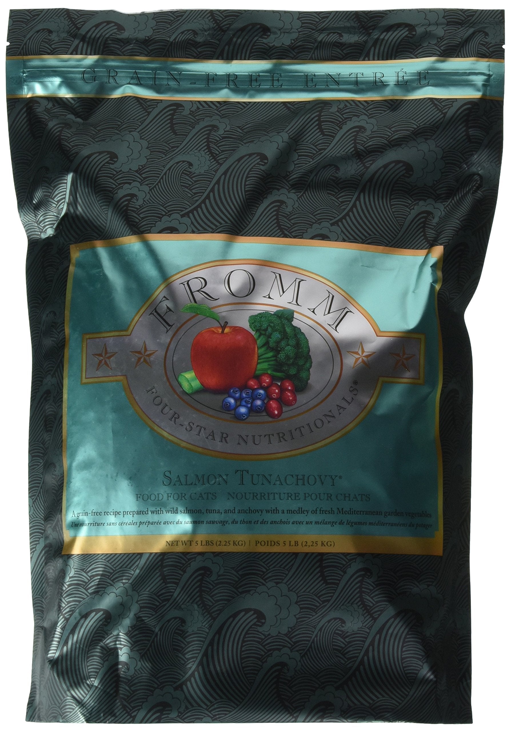 Fromm Four-Star Salmon Tunachovy kibble in a bowl for a grain-free, balanced meal