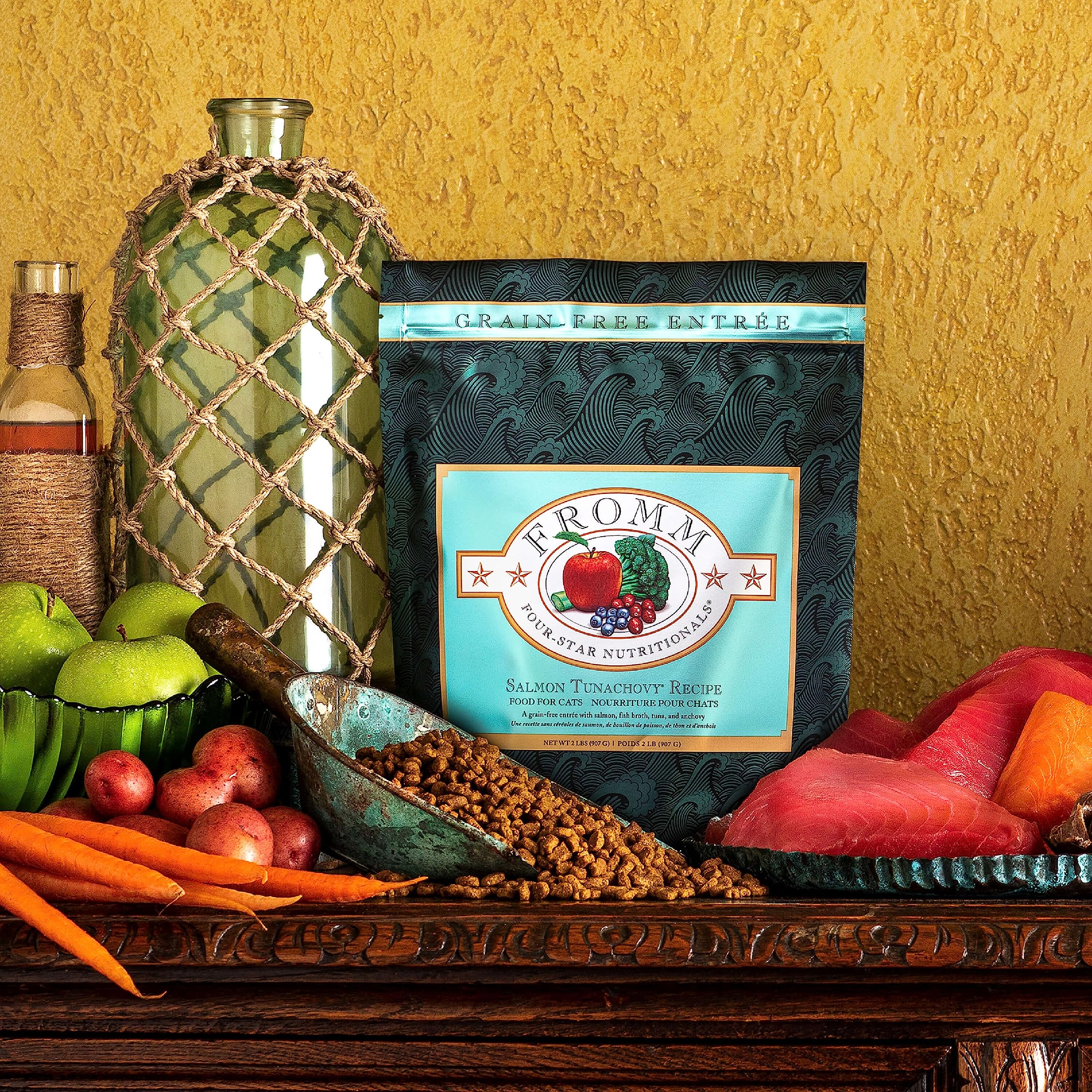 Fromm grain-free recipe spotlighting salmon tunachovy protein