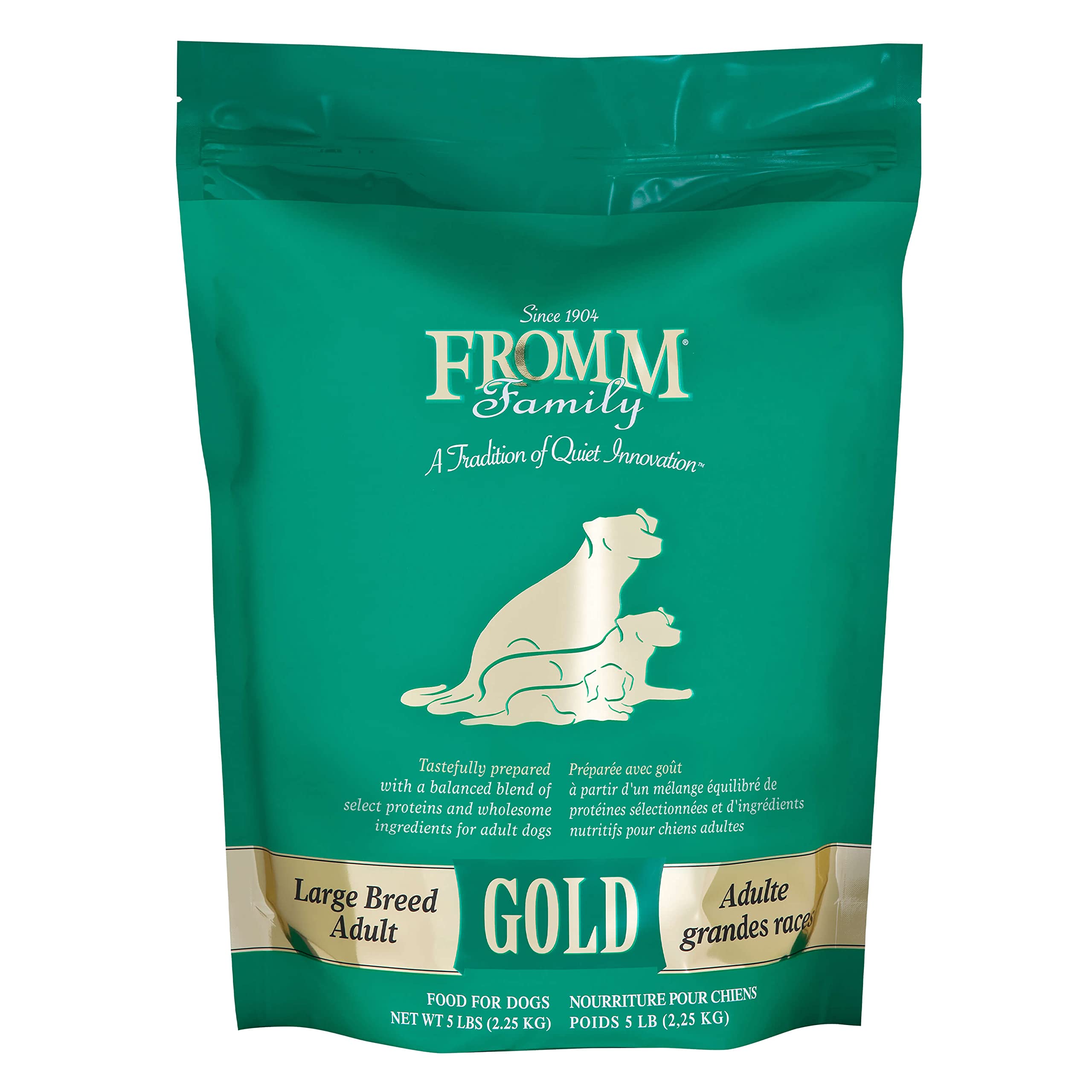 Fromm Large Breed Adult Gold bag, balanced nutrition for big dogs.