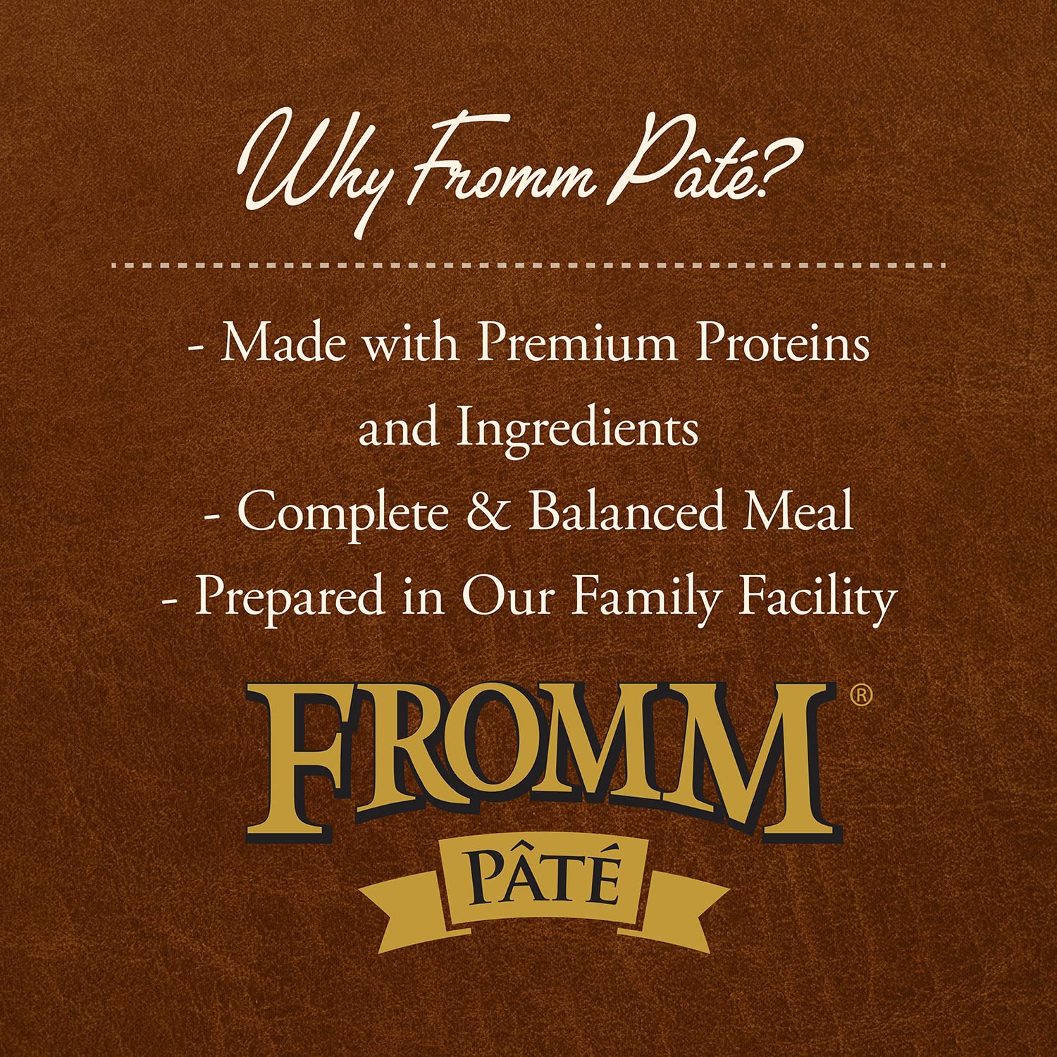 Fromm Turkey & Pumpkin Pate label close-up showing quality turkey protein.