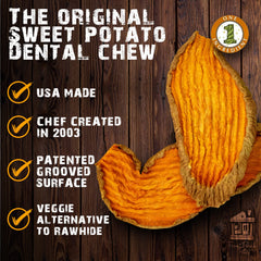 Front Porch Pets Sam's Yams dental-friendly chew closeup supports tooth and gum health