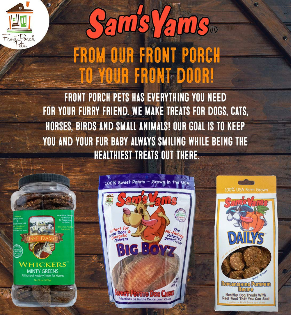 Front Porch Pets Sweet Potato Dog Chewz – beta-carotene rich, natural chew for healthy eyes.