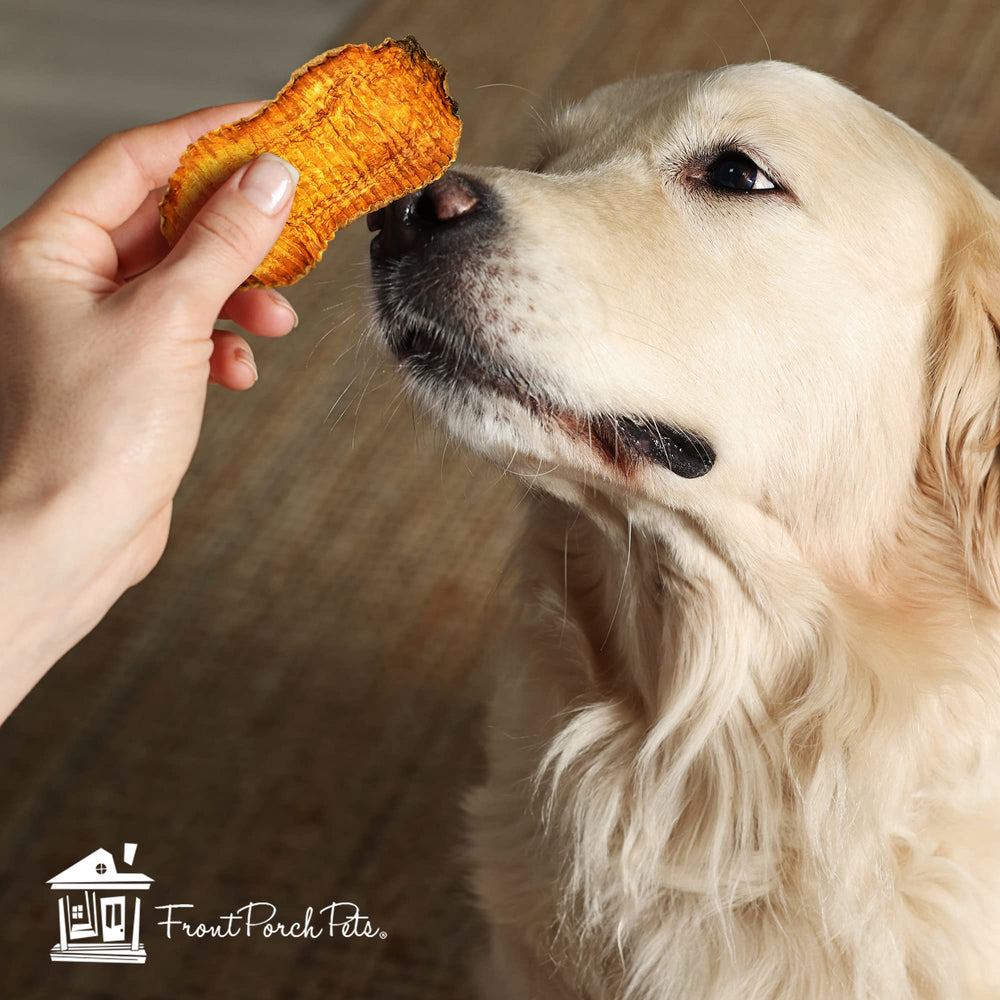 Front Porch Pets Sweet Potato Dog Chewz – suitable for small, medium, and large dogs.