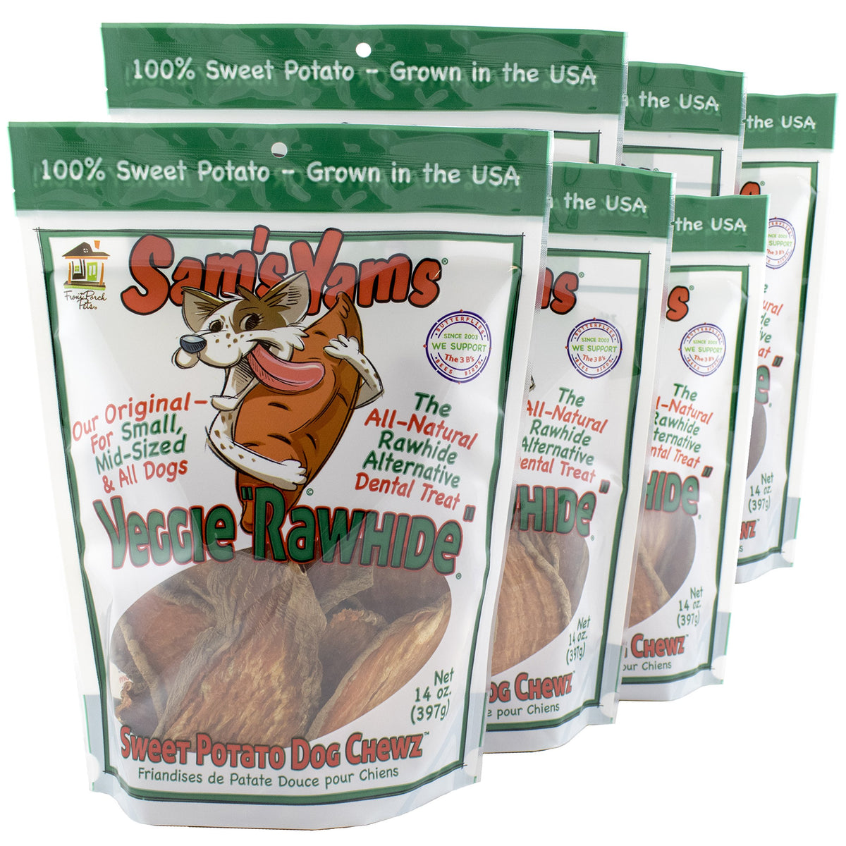 Front Porch Pets Sweet Potato Dog Chewz pack 6 – ideal value pack for all dogs.
