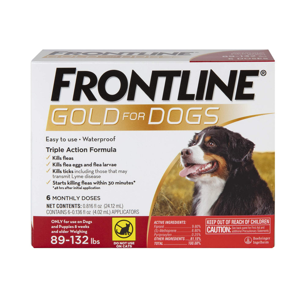 Frontline Gold bottle application shows easy on-dog use.