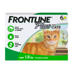 FRONTLINE Plus Cats—spot-on application for quick flea and tick protection.