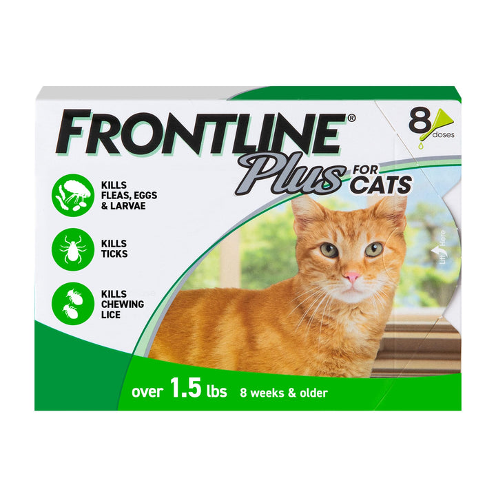 Frontline Plus for Cats bottle application on back for flea protection