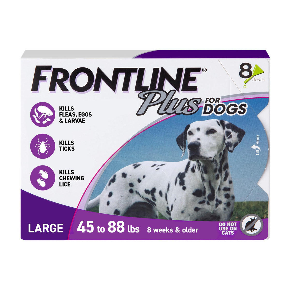 Frontline Plus for Large Dogs being applied at the neck for monthly flea and tick protection.