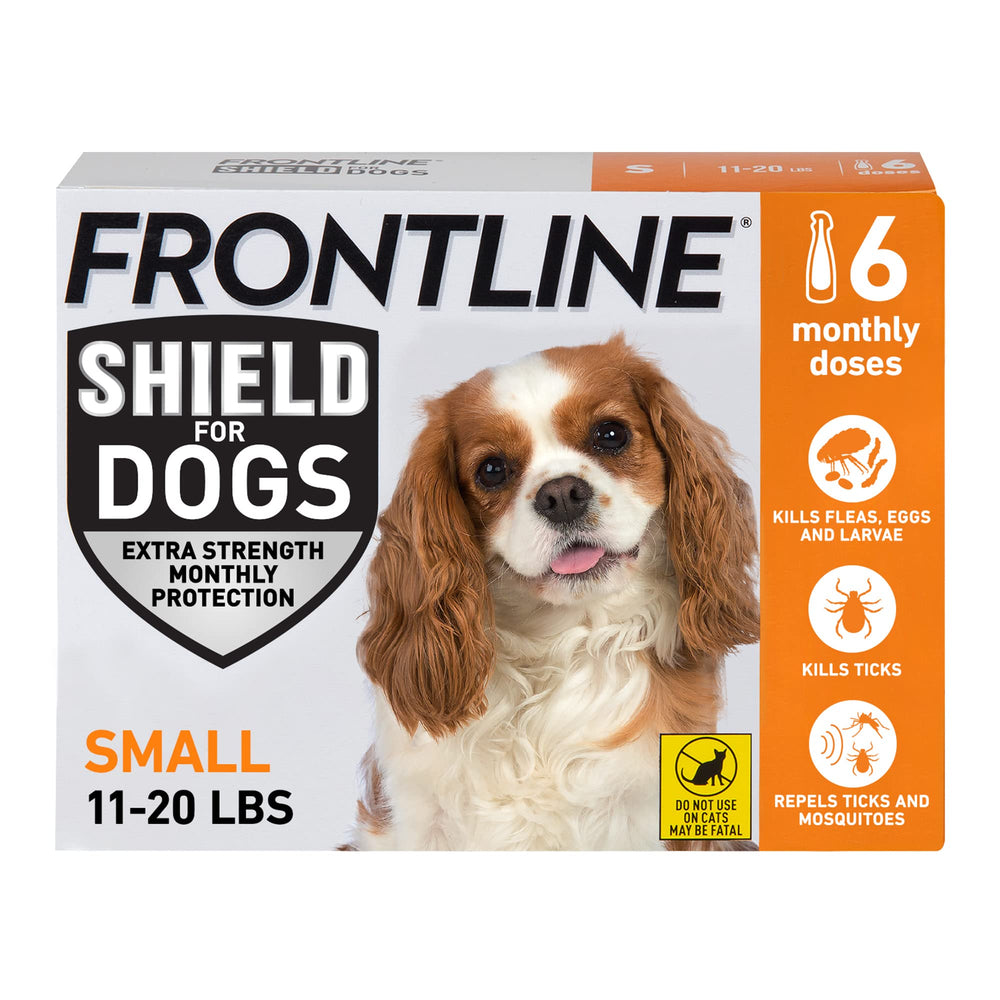 Frontline Shield bottle packaging showing easy application and labeling for pet owners