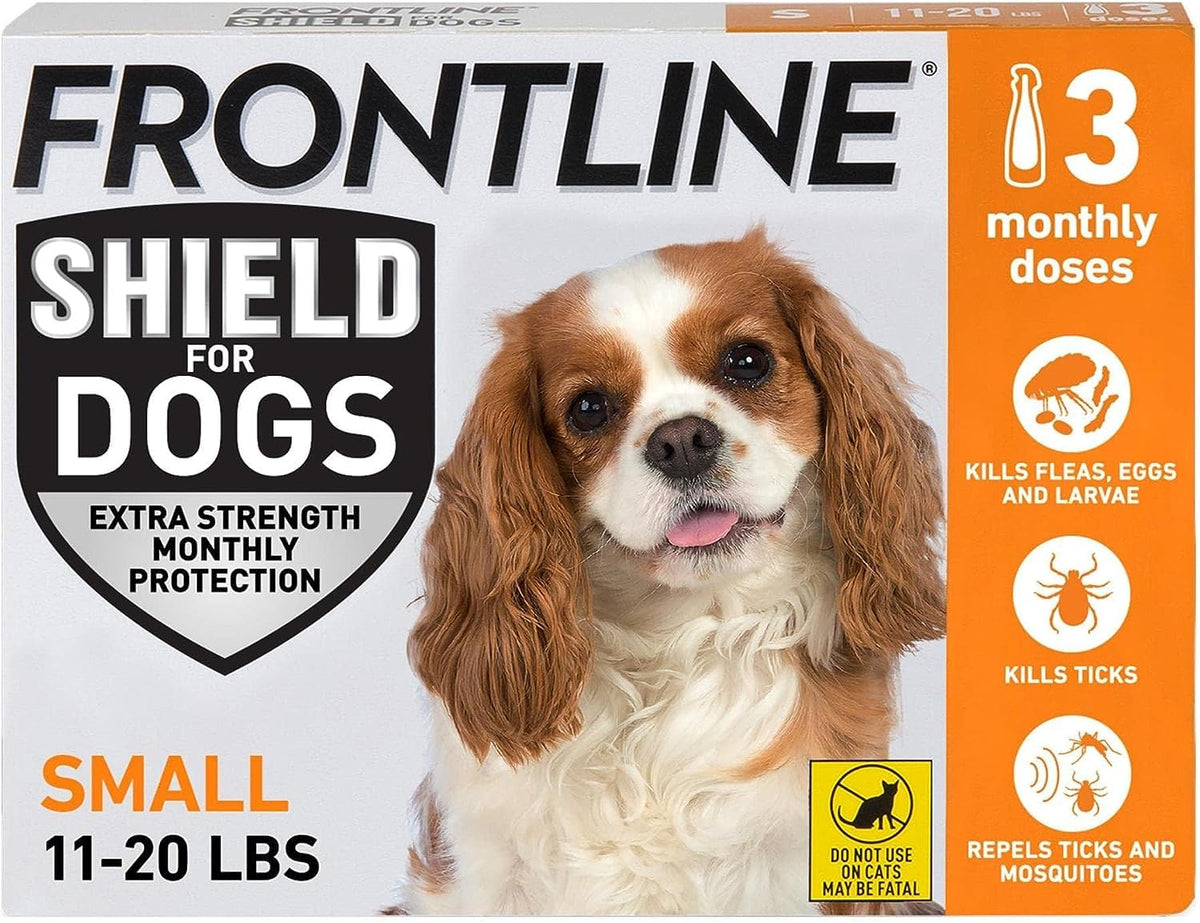 Frontline Shield small-dogs application shows quick flea and tick protection on coat