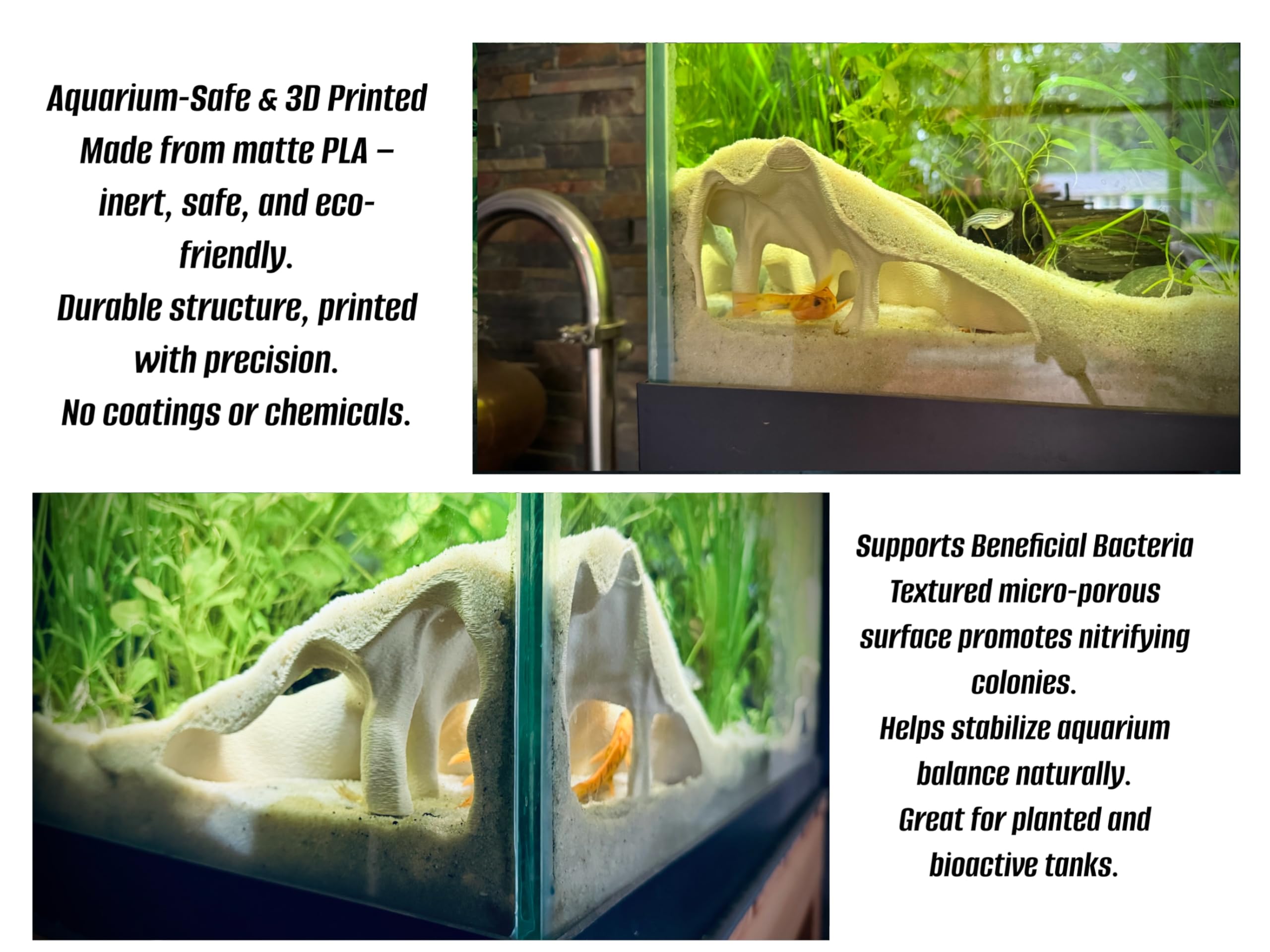 FROSTO aquarium hideout open interior for easy pet observation.