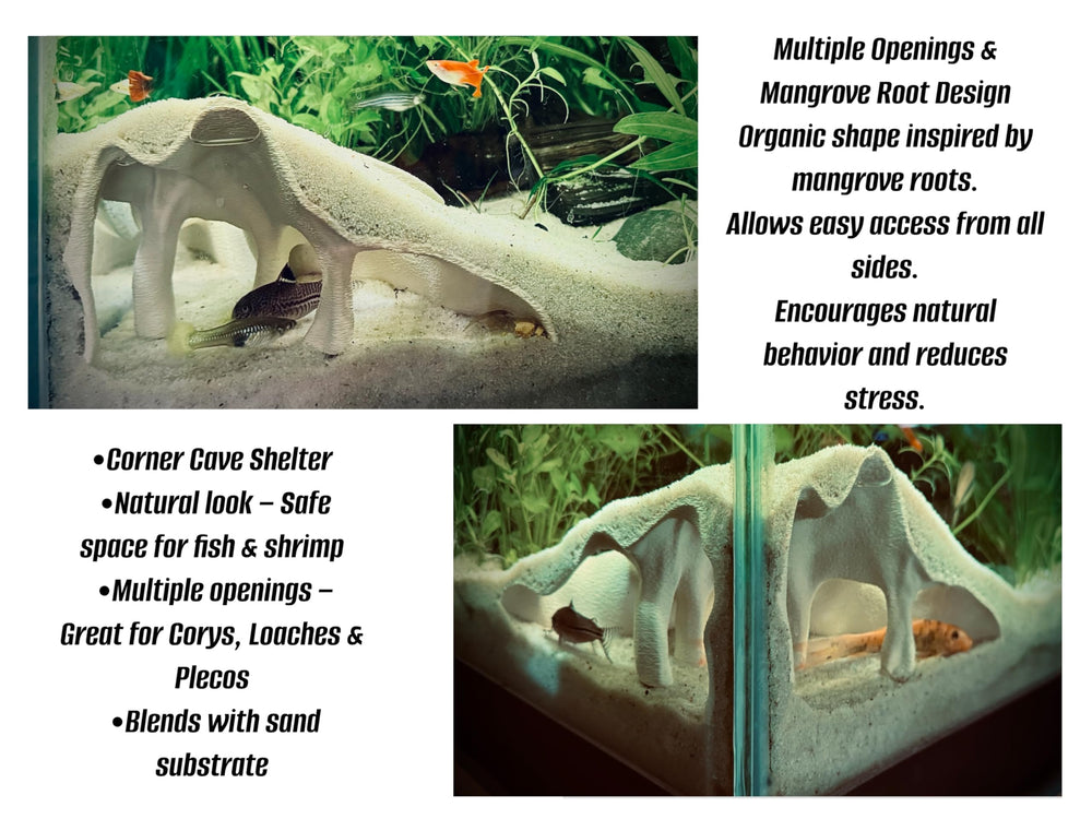 FROSTO natural mangrove look decor blends with plants and substrate in aquariums