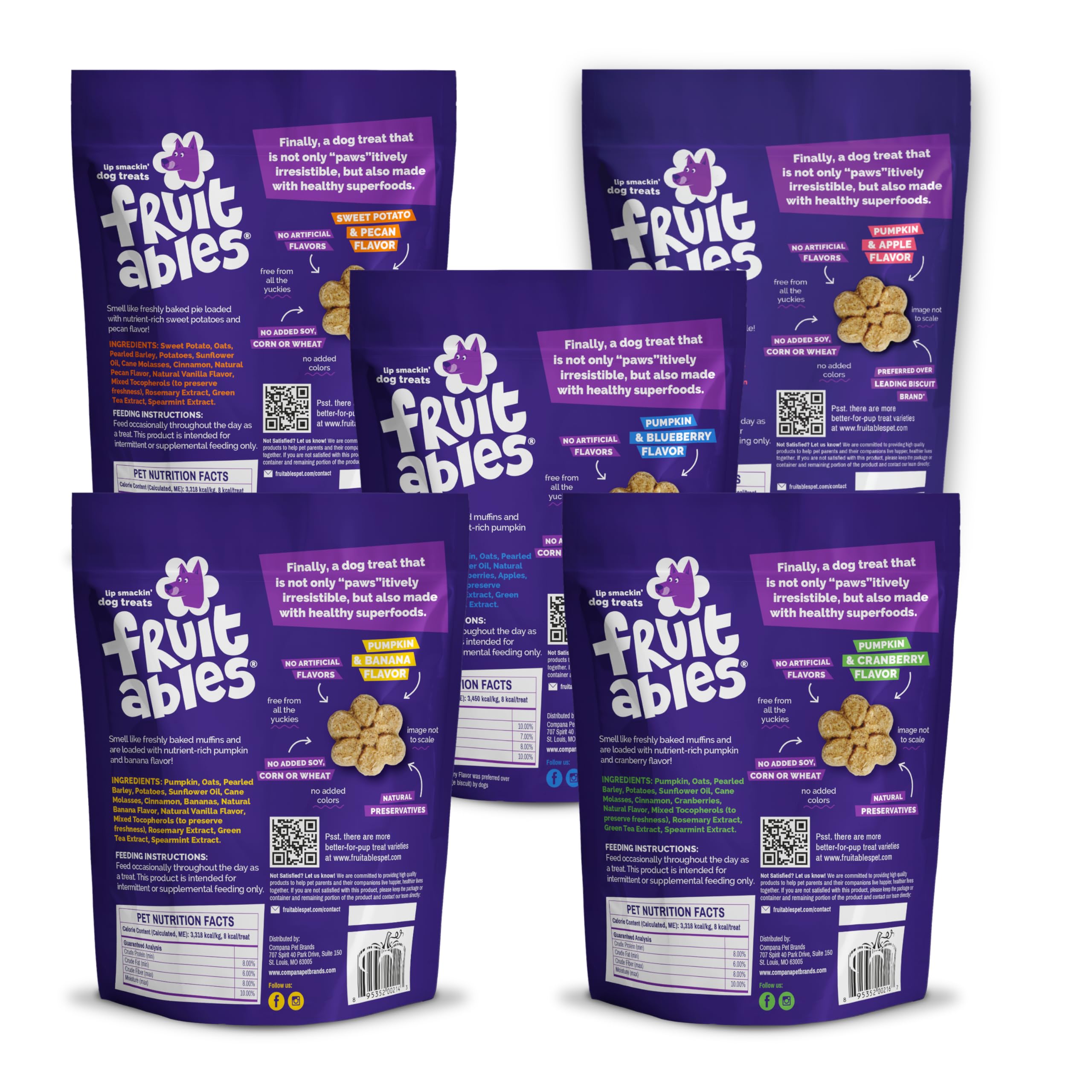 Fruitables Baked Crunchy Pumpkin Dog Treats Pumpkin Apple flavor close-up, ideal for training rewards
