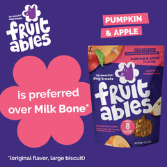 Fruitables Baked Crunchy Pumpkin Dog Treats Pumpkin Banana flavor close-up, ideal for training rewards