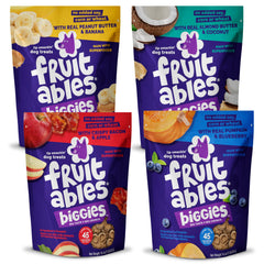 Fruitables Biggies dog treats bag 16oz, convenient snack on the go.