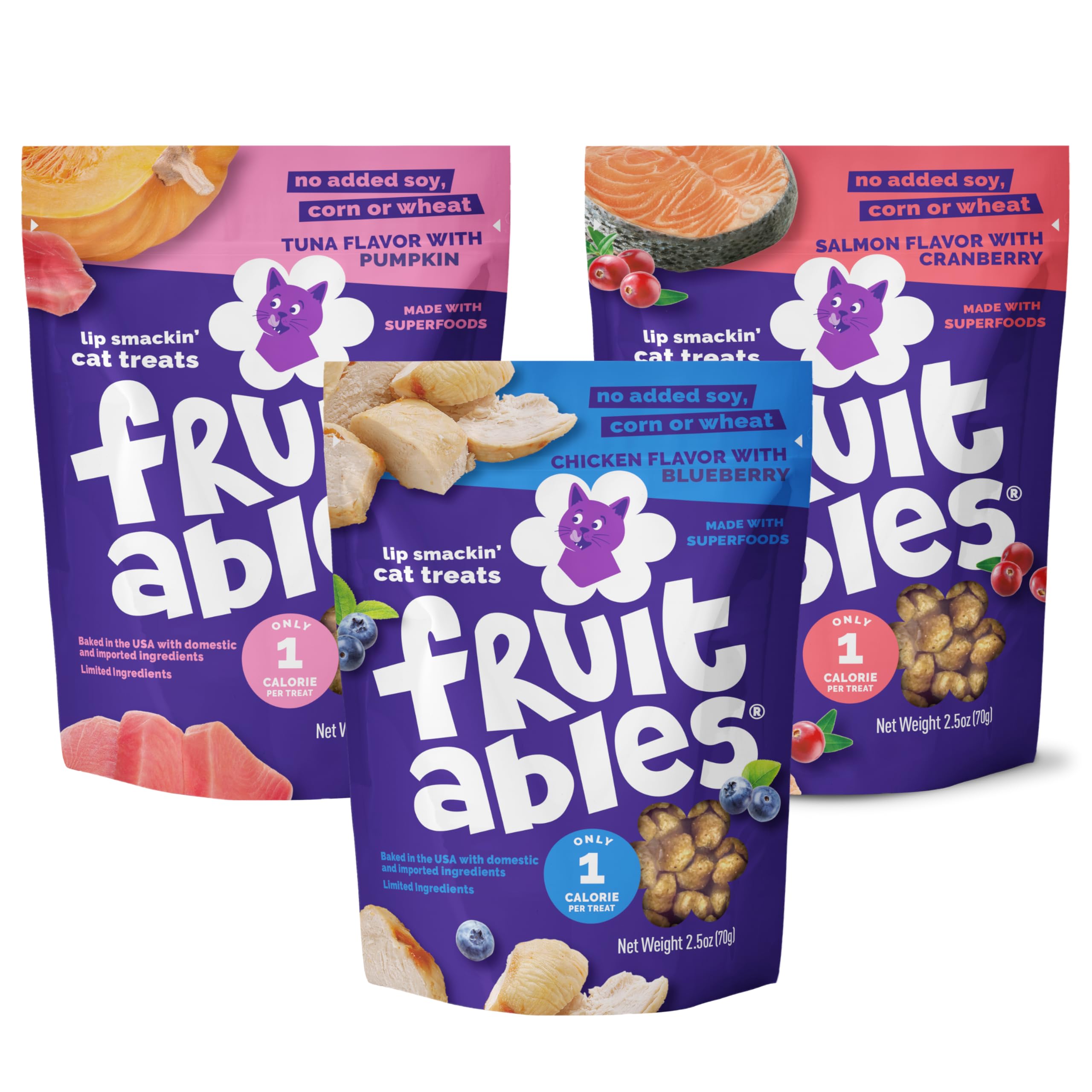 Fruitables Cat Treats bag shows crunchy texture, perfect for daily snacking.