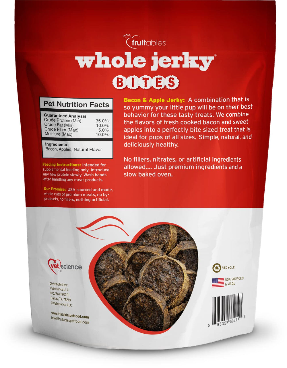 Dogs enjoy Fruitables jerky bites during training and playtime.