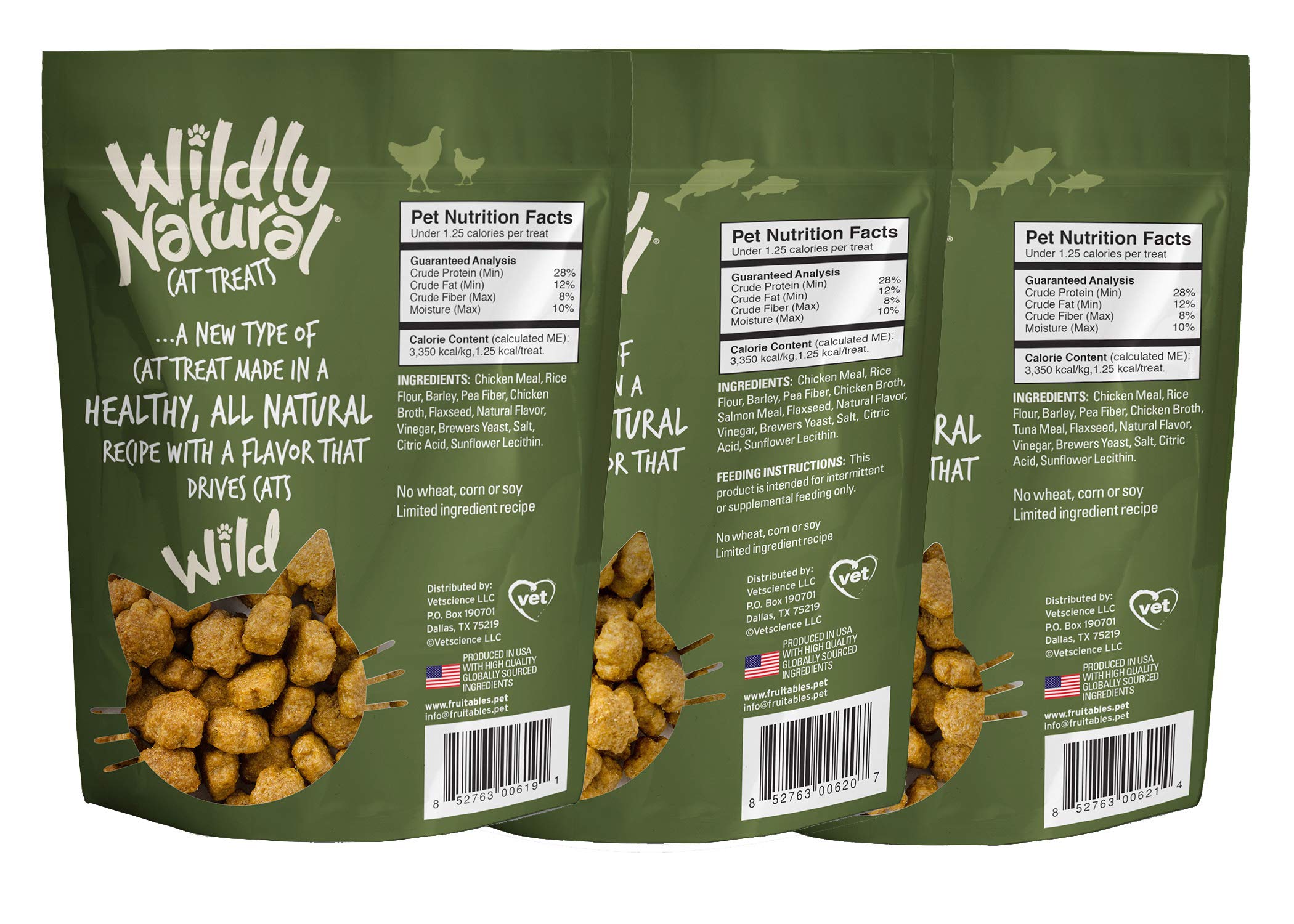 Fruitables Wildly Natural tuna cat treats crispy outer shell and soft center aid between meals.