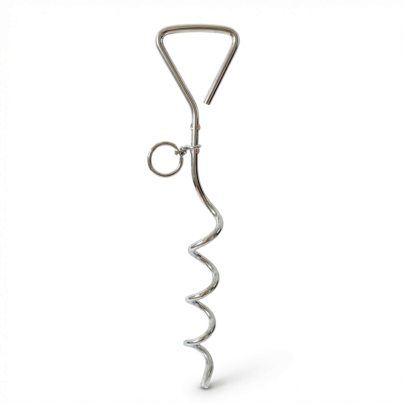 Frxat dog tie-out stake 16-inch spiral in ground provides secure outdoor containment.