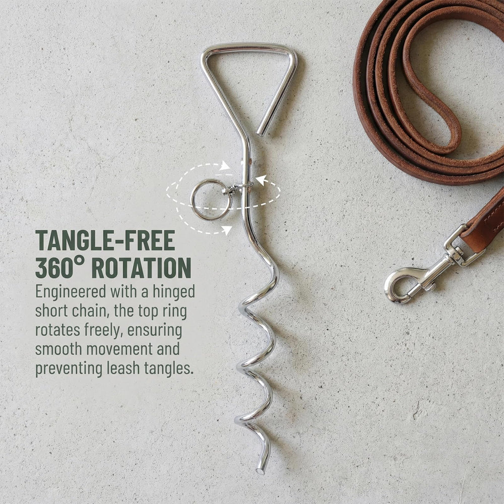 Frxat tie-out cable with clip for simple on/off connection.