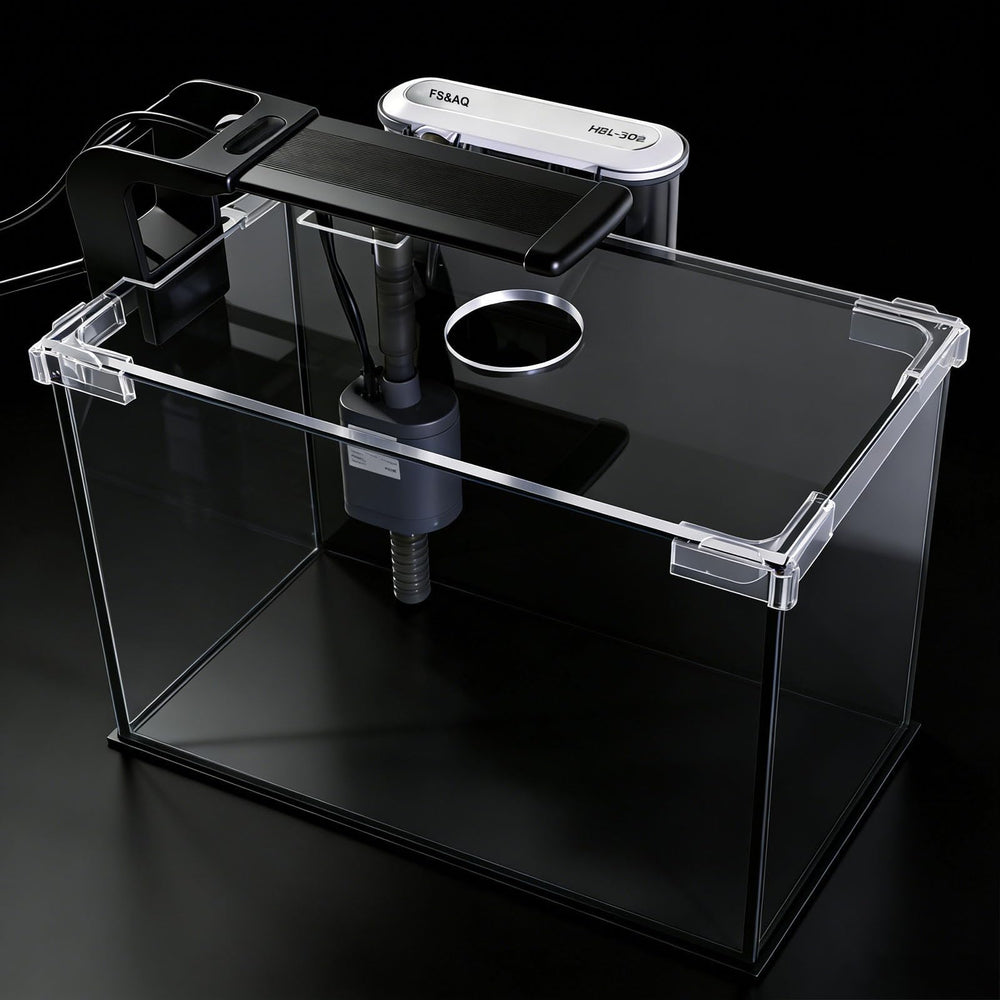 FS&AQ 2.5-gallon Betta Tank lid and mat for stability and evaporation control.