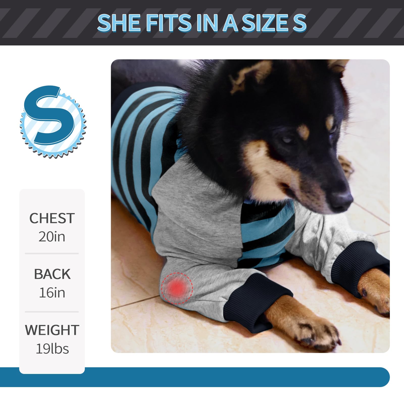 FUAMEY easy-on-off design demonstrated on a dog wearing sleeve