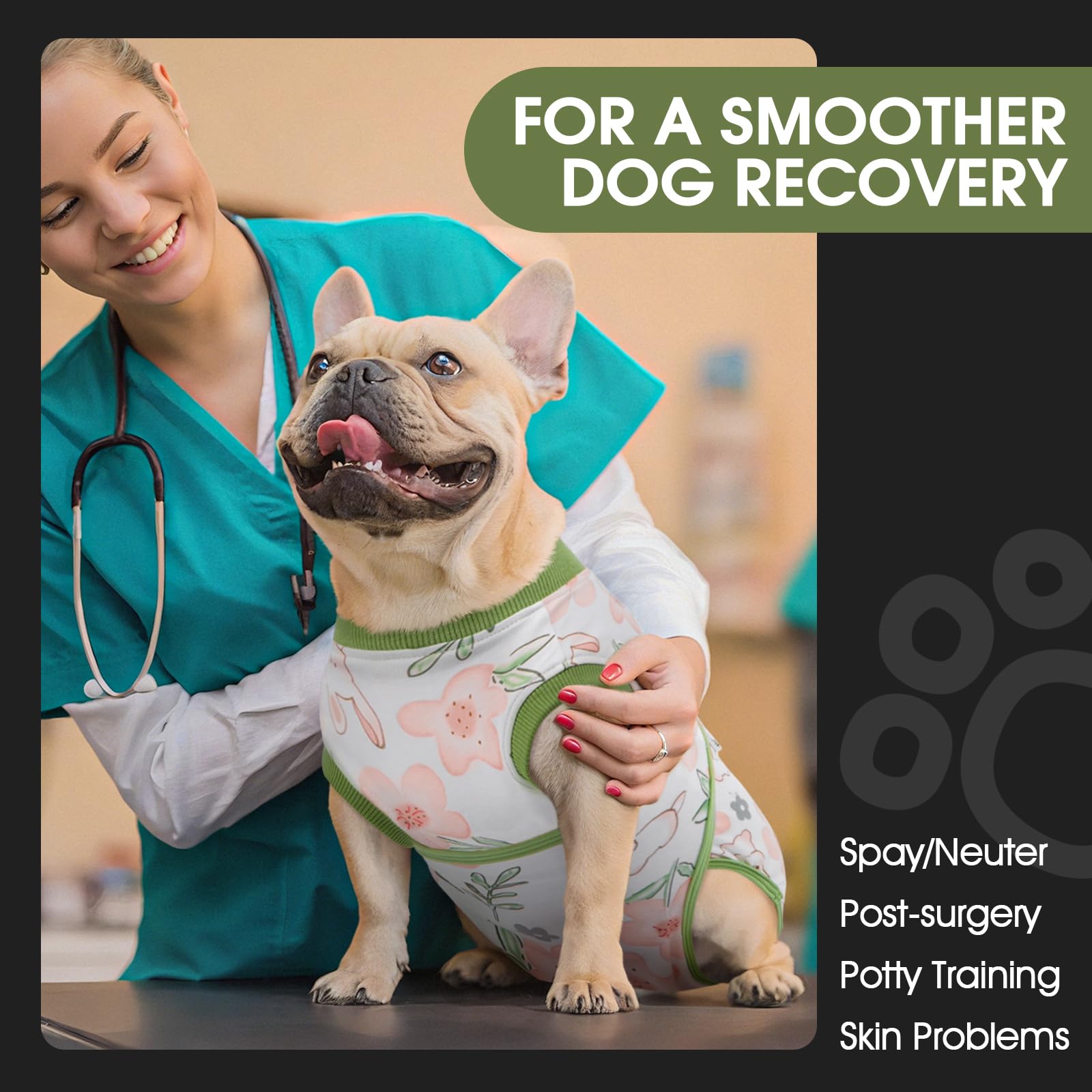 FUAMEY Dog Recovery Suit belly area prevents licking and keeps wounds clean.