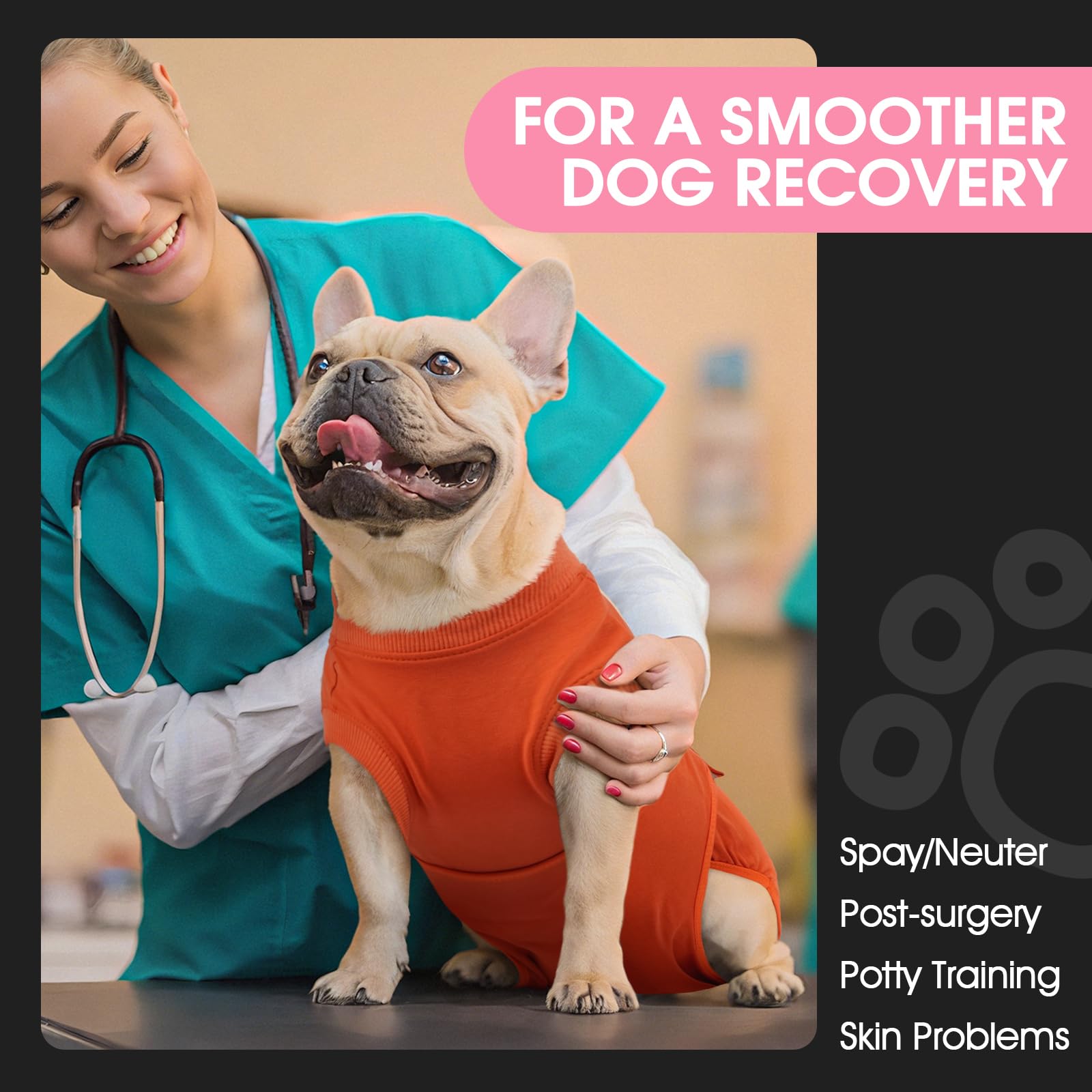 FUAMEY dog recovery suit breathable fabric for comfortable movement after surgery