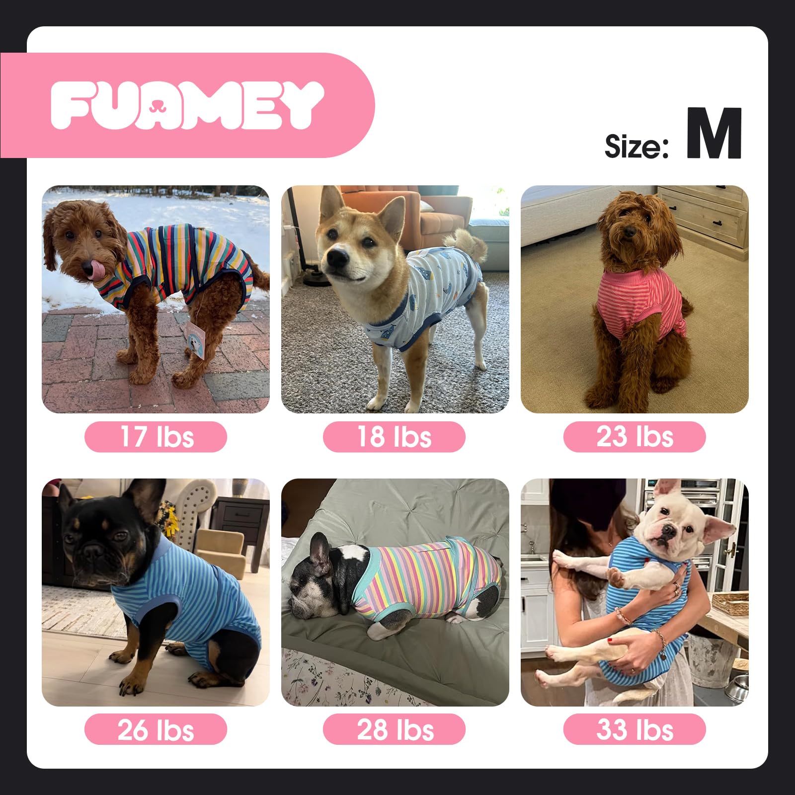 FUAMEY dog recovery suit grey camouflage worn by dog.