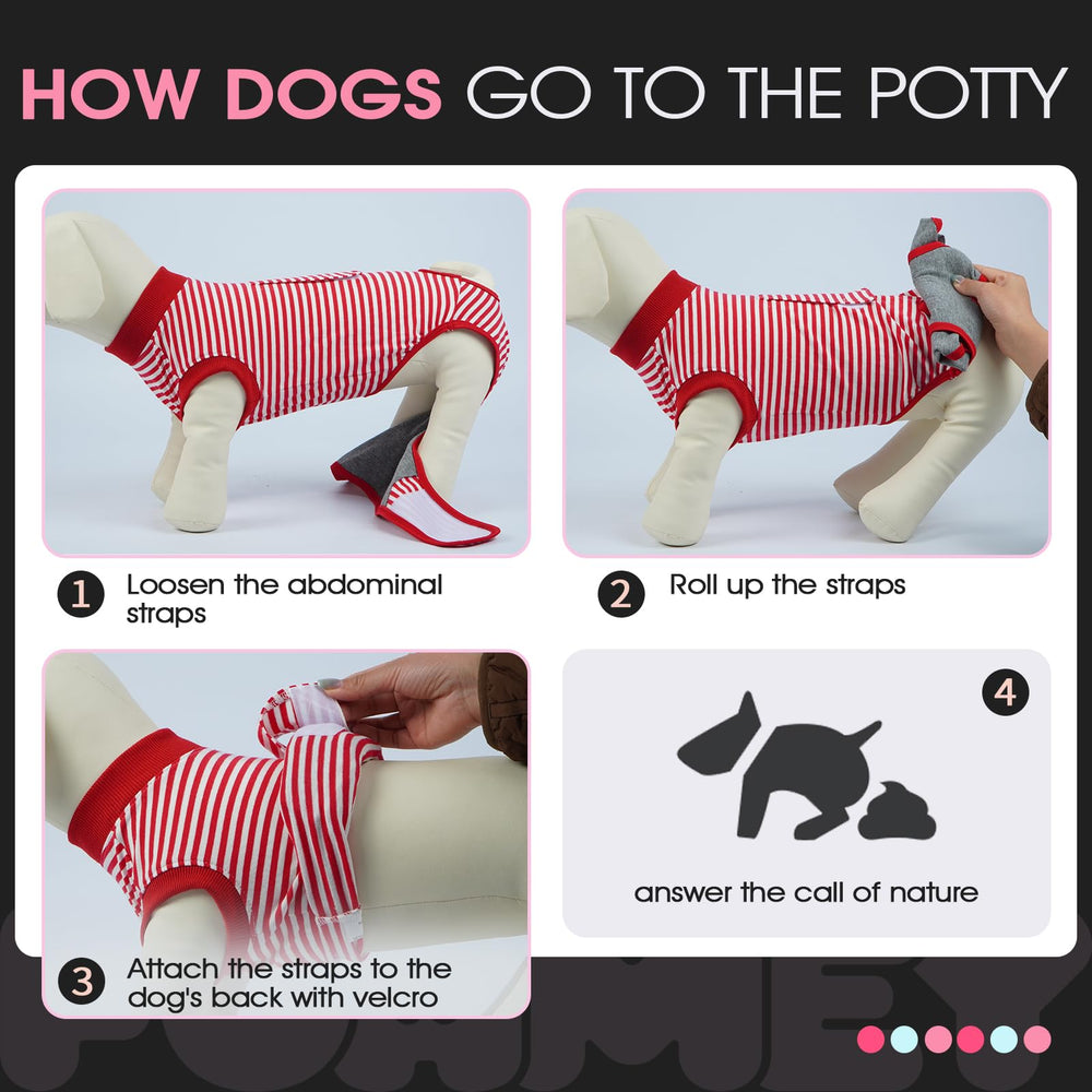 FUAMEY red-stripes suit covers wound area to deter licking during recovery.
