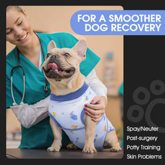 FUAMEY easy-to-wear dog onesie design reduces stress during meals and potty breaks.