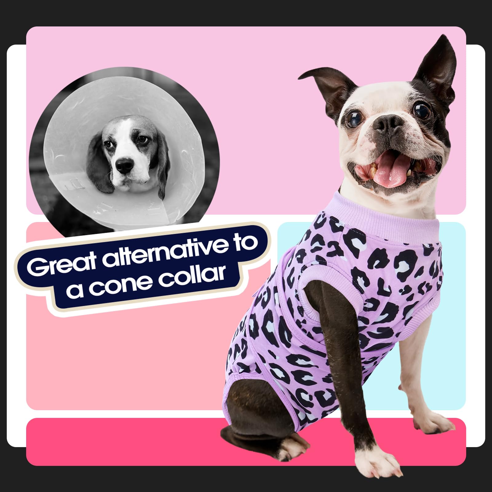 FUAMEY recovery suit used for postpartum care of a female dog.